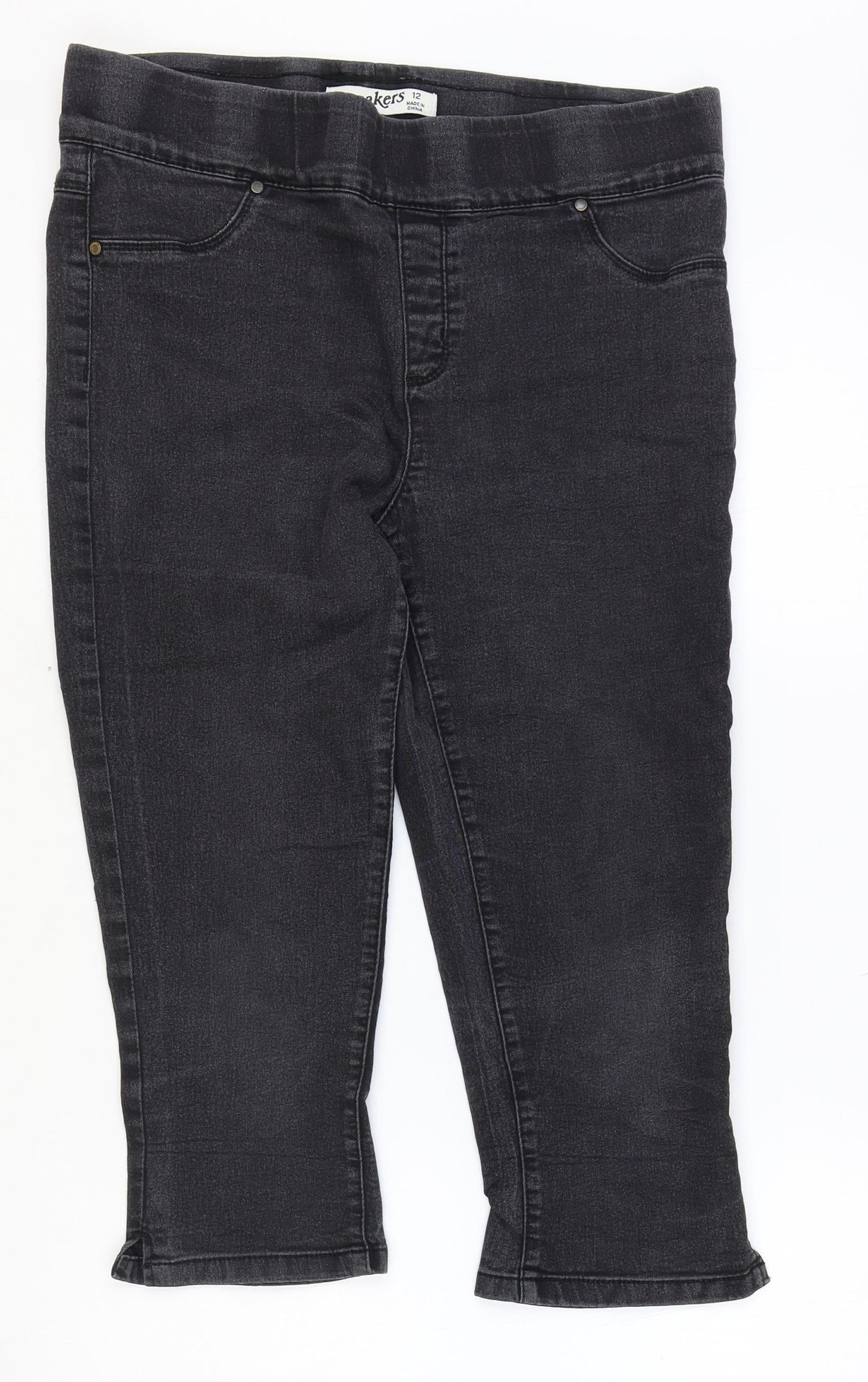Breakers Womens Black Cotton Cropped Trousers Size 12 Regular