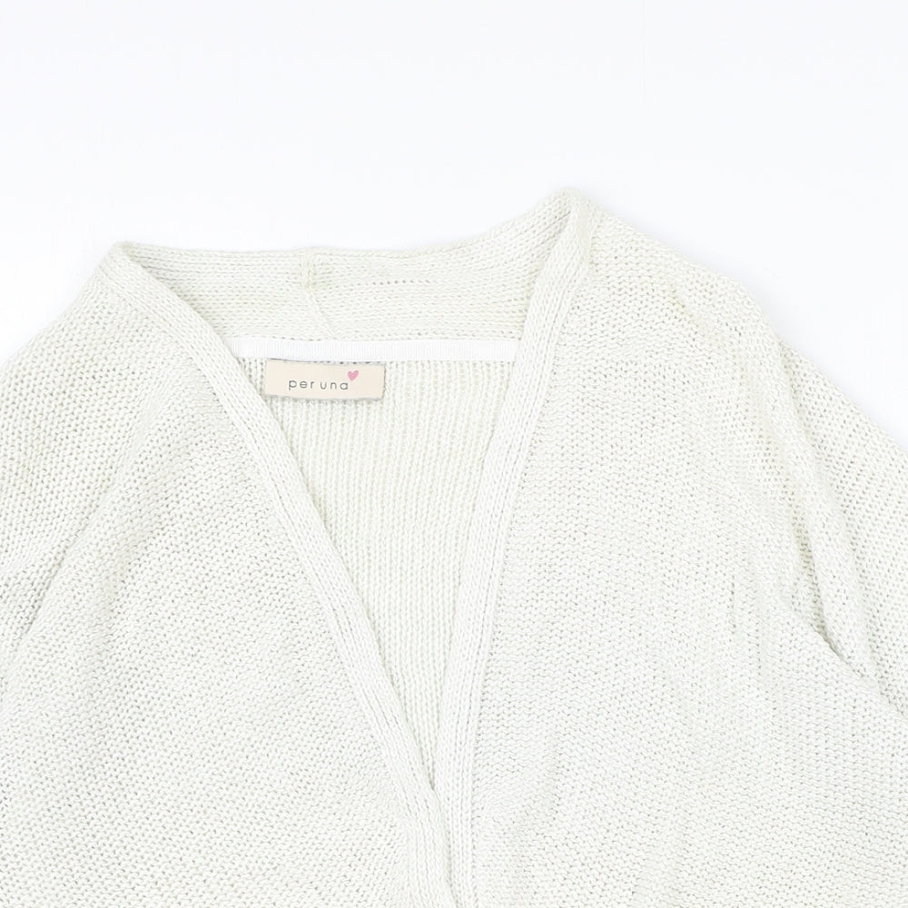 Marks and Spencer Womens Beige V-Neck Acrylic Cardigan Jumper Size 12