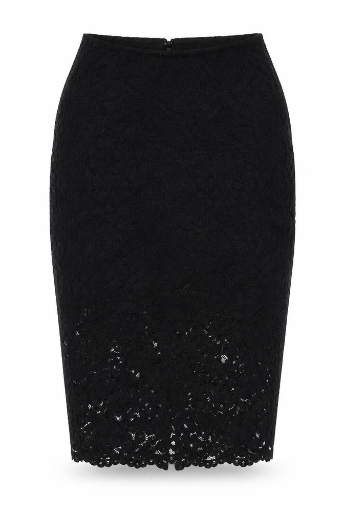 H&M Womens Black Geometric Cotton Straight & Pencil Skirt Size 6 Zip