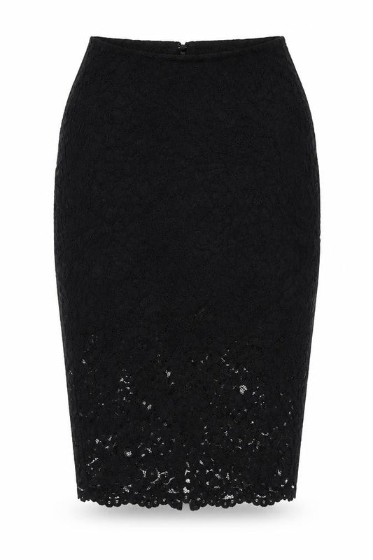 H&M Womens Black Geometric Cotton Straight & Pencil Skirt Size 6 Zip
