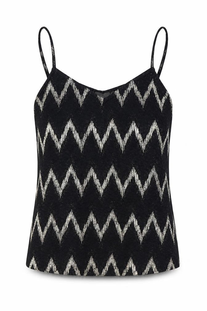 Topshop Womens Black Geometric Polyester Basic Tank Size 6 V-Neck