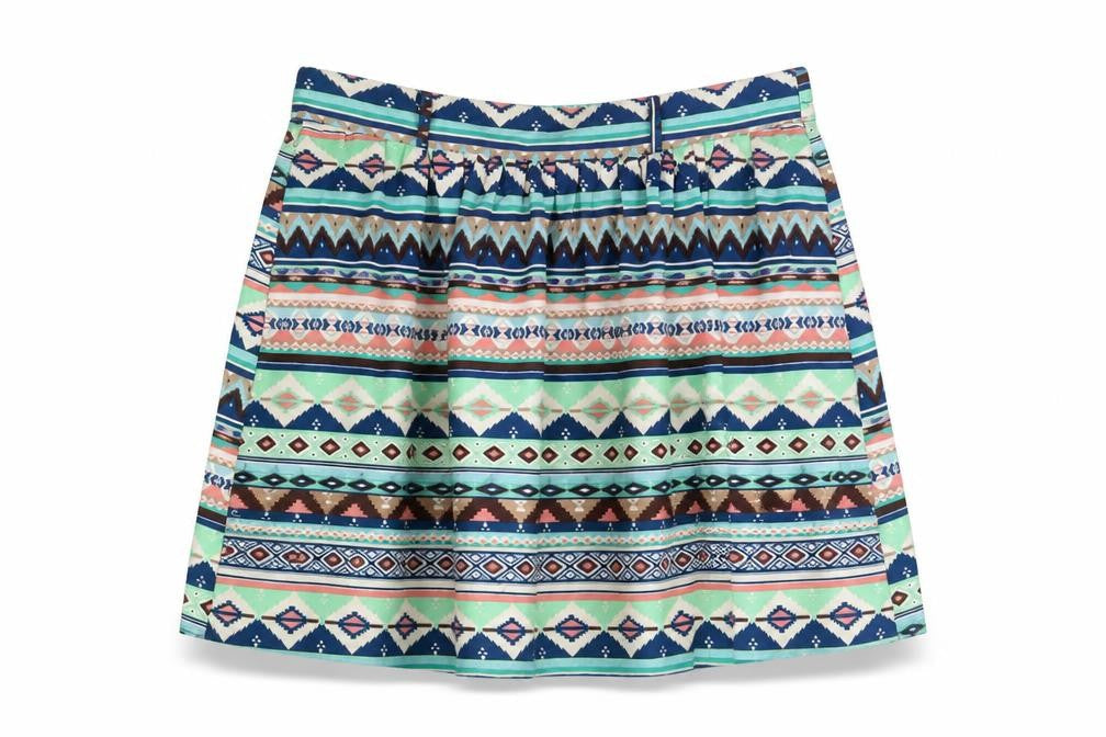 Band of Gypsies Womens Multicoloured Geometric Polyester Skater Skirt Size M
