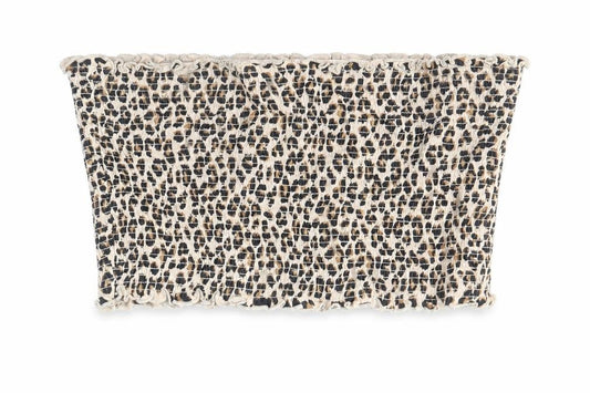 Divided by H&M Womens Beige Animal Print Cotton Cropped Blouse Size L Off the Shoulder - Leopard Print Bandeau