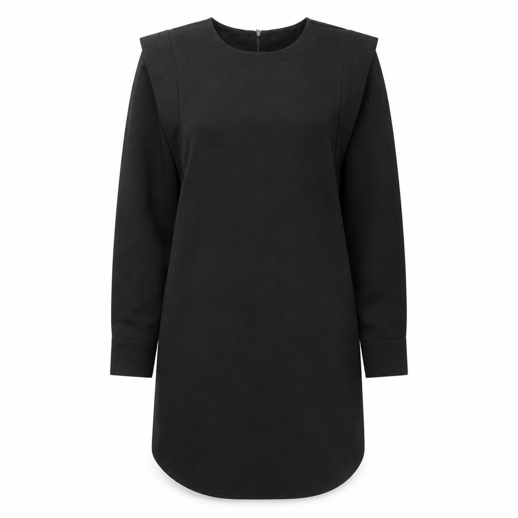 Warehouse Womens Black Polyester Shift Size 10 Round Neck Zip
