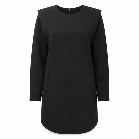 Warehouse Womens Black Polyester Shift Size 10 Round Neck Zip