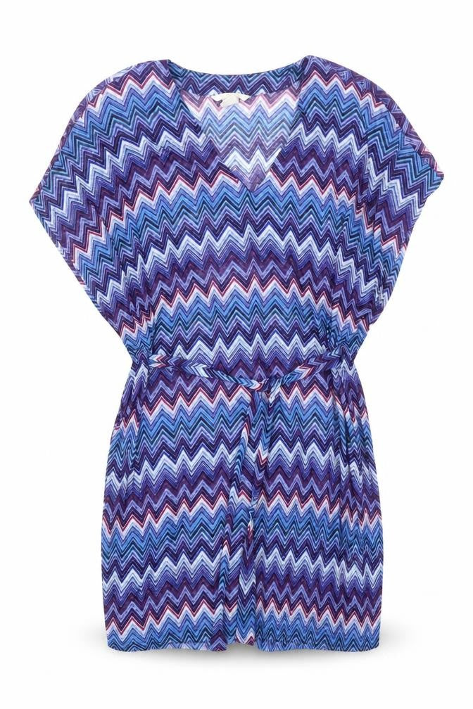 H&M Womens Blue Geometric Polyester Kaftan Size XS V-Neck Pullover