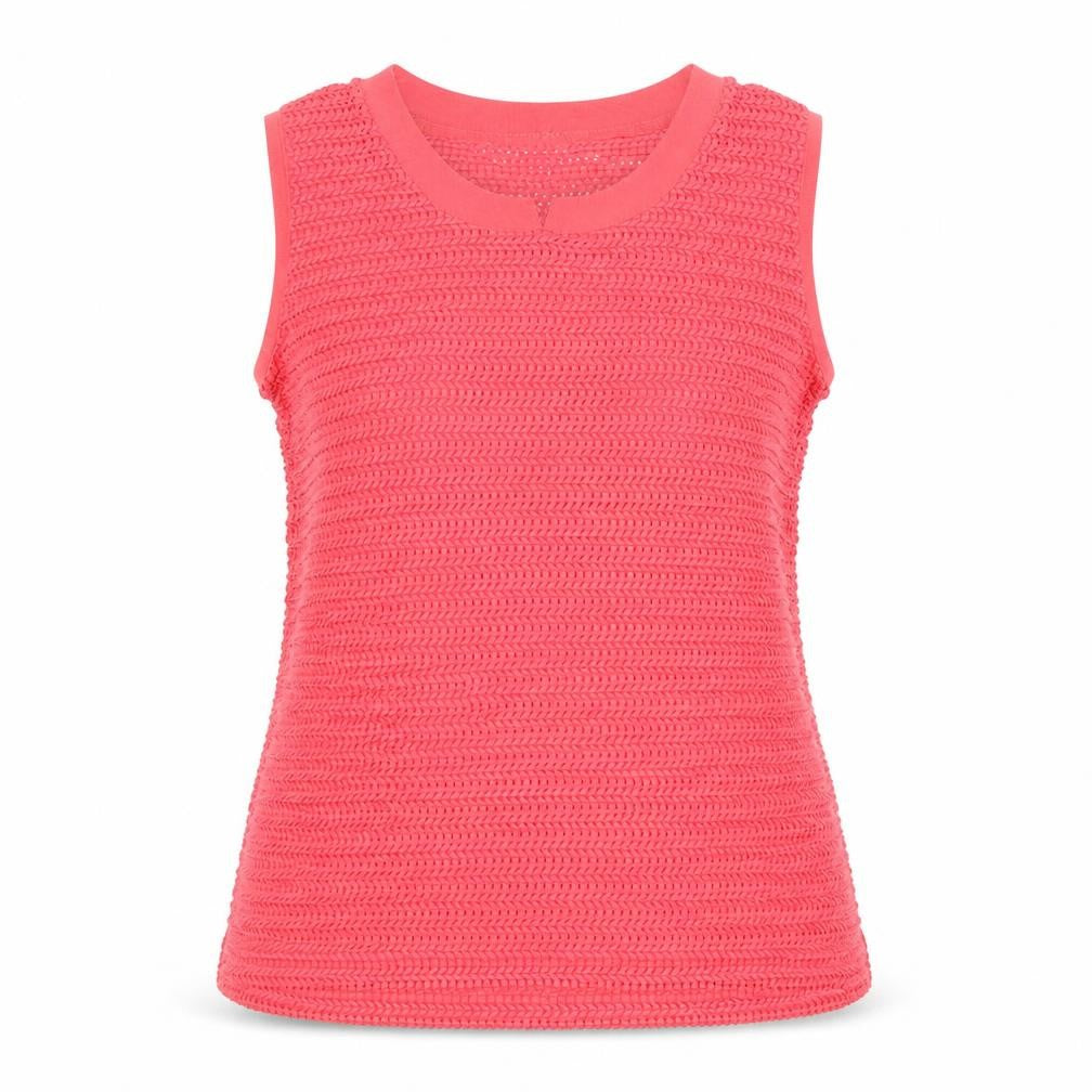 Rabe Womens Red Geometric Acetate Basic Tank Size 14 Round Neck