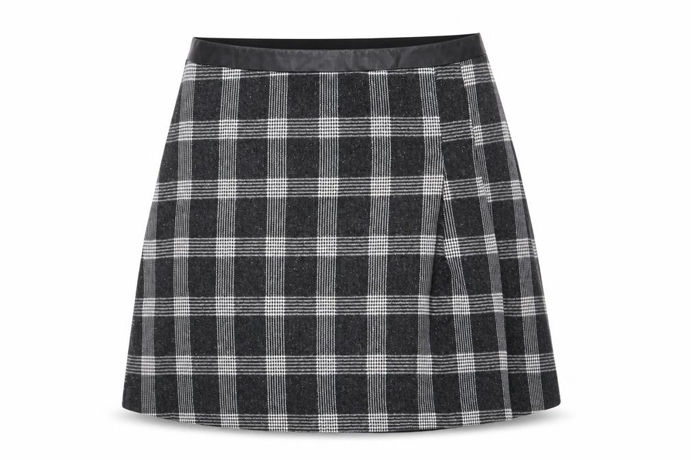 Oasis Womens Black Plaid Polyester Mini Skirt Size 12 Zip