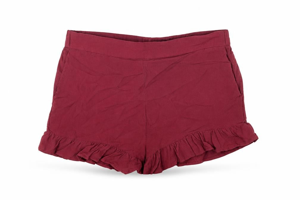 H&M Womens Red Viscose Hot Pants Shorts Size 10 Regular Pull On