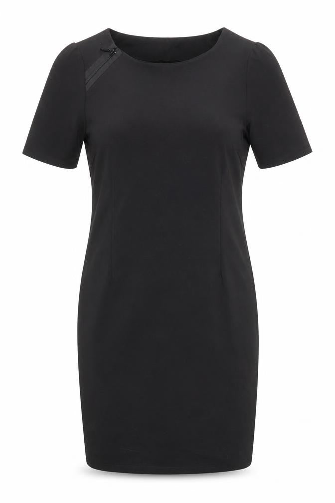 iZ Womens Black Polyester Pencil Dress Size M Round Neck Zip