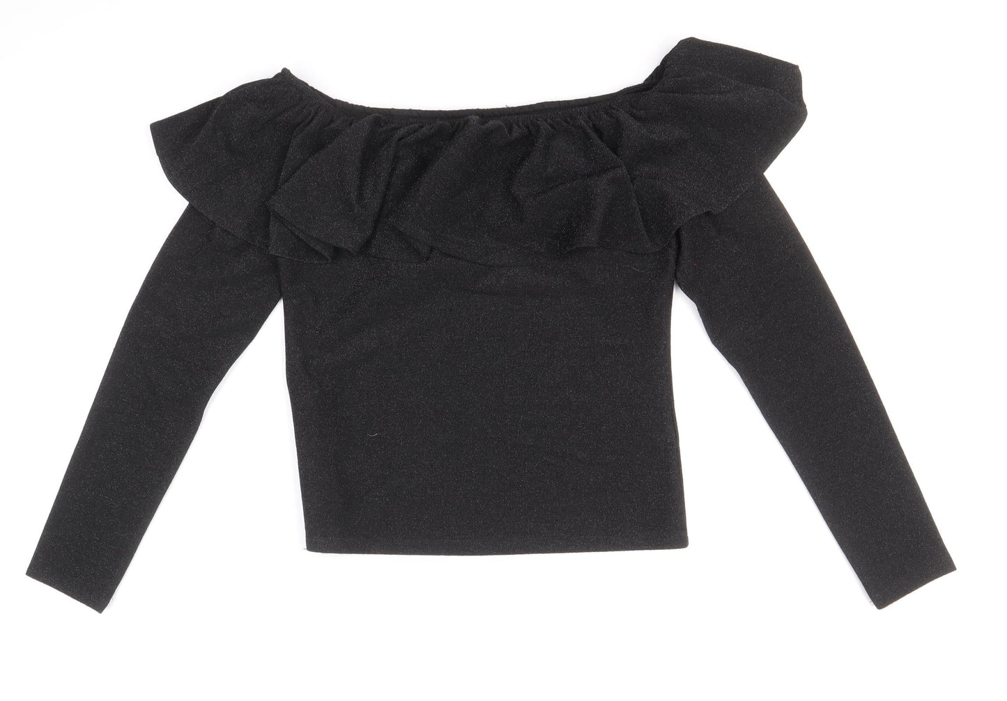H&M Womens Black Polyester Basic T-Shirt Size S Off the Shoulder