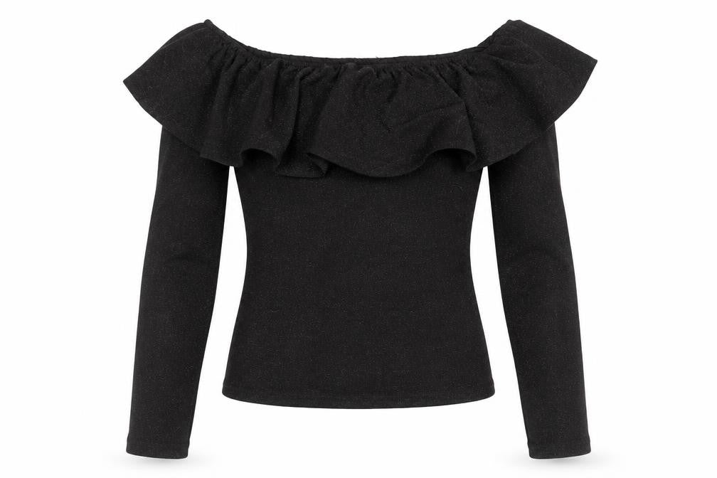 H&M Womens Black Polyester Basic T-Shirt Size S Off the Shoulder