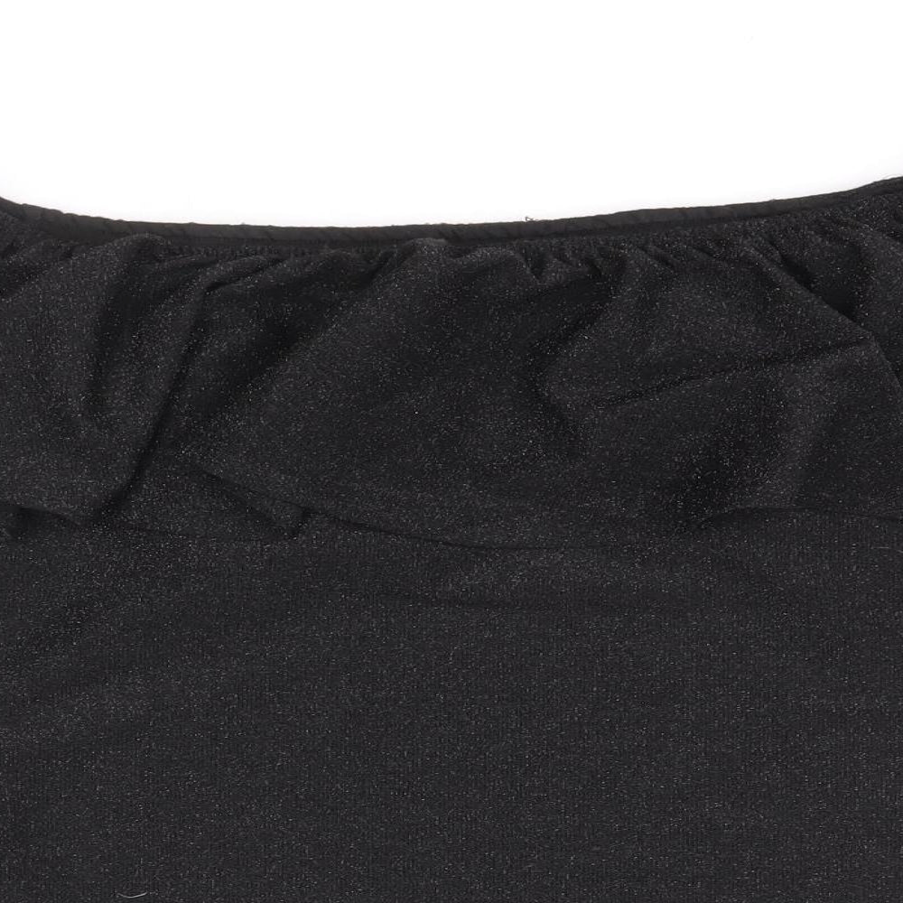 H&M Womens Black Polyester Basic T-Shirt Size S Off the Shoulder