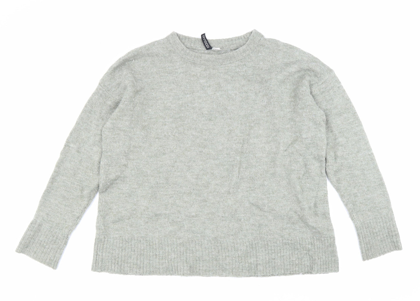 Divided Womens Grey Boat Neck Acrylic Pullover Jumper Size M