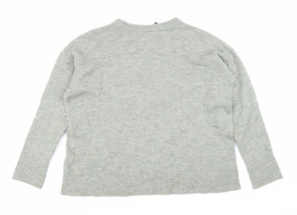Divided Womens Grey Boat Neck Acrylic Pullover Jumper Size M