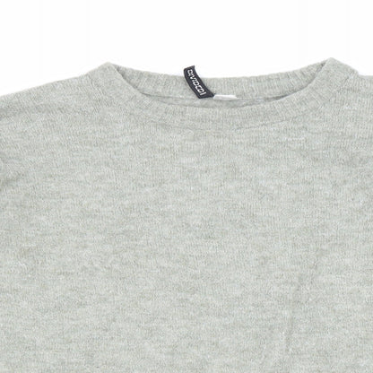 Divided Womens Grey Boat Neck Acrylic Pullover Jumper Size M