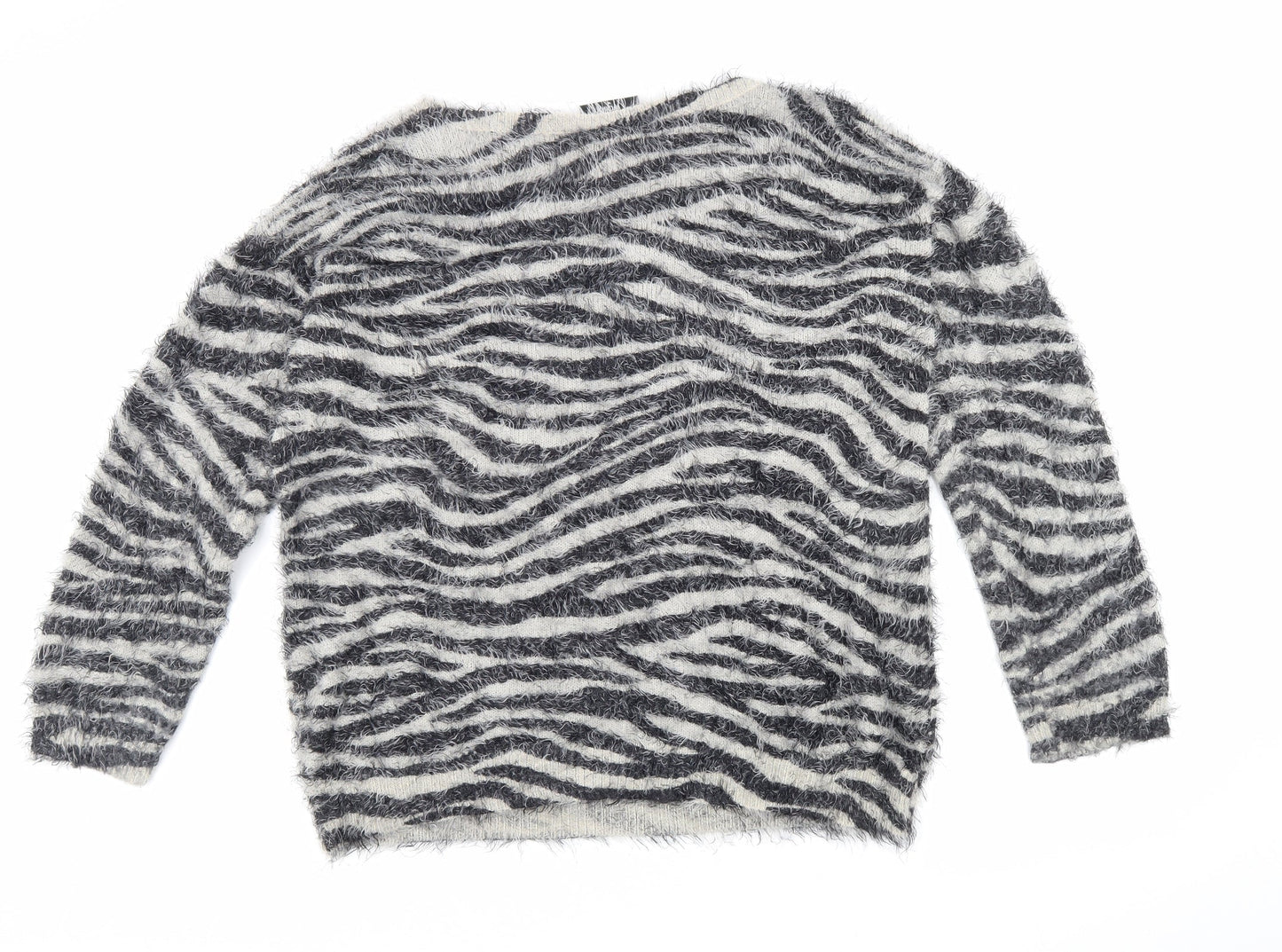 Wallis Womens Beige Scoop Neck Animal Print Nylon Pullover Jumper Size M - Tiger Print