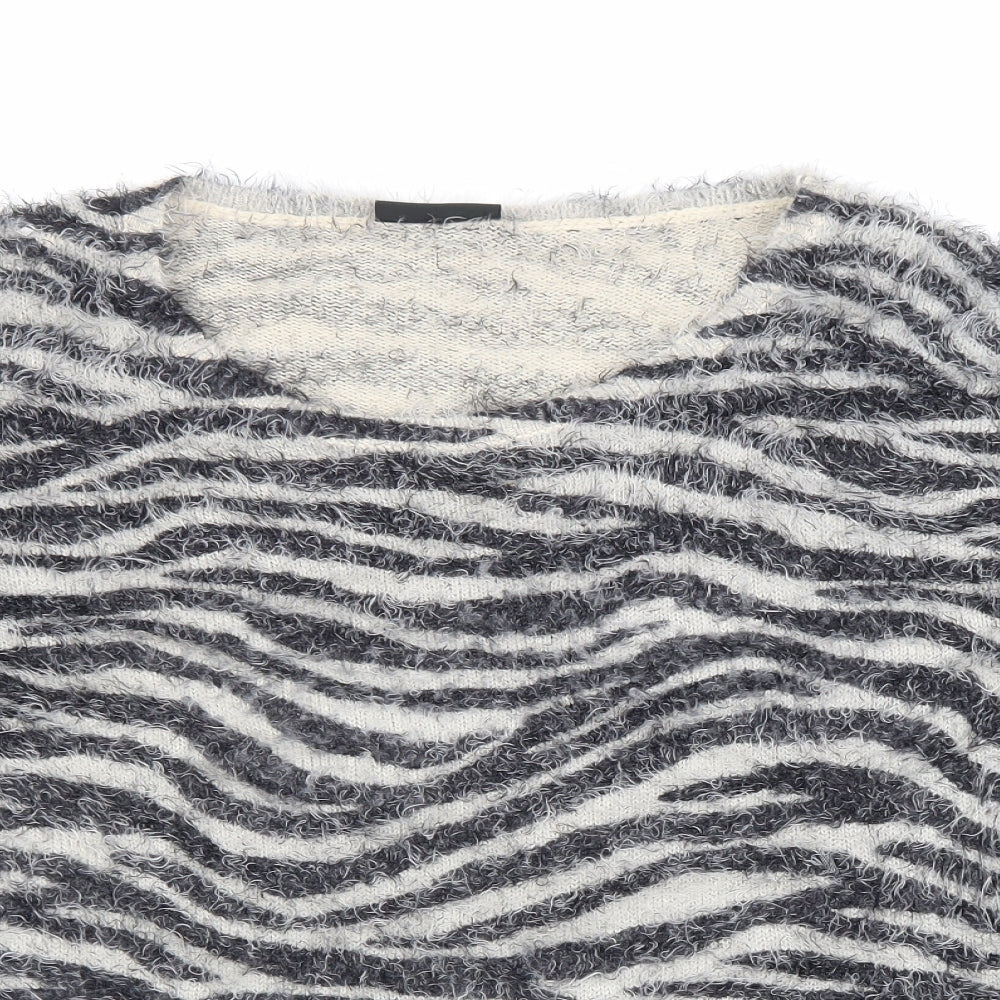 Wallis Womens Beige Scoop Neck Animal Print Nylon Pullover Jumper Size M - Tiger Print