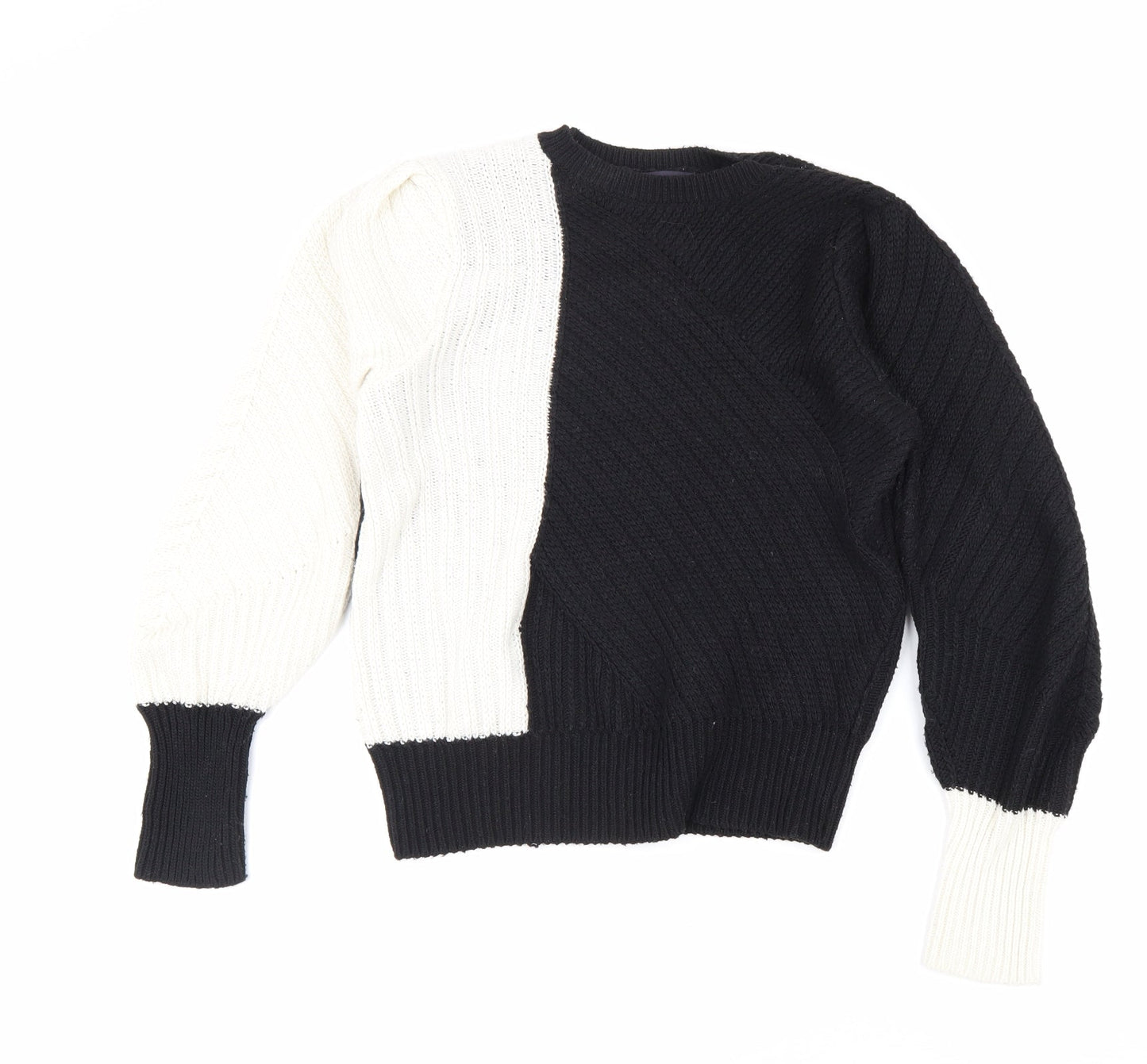 Marks and Spencer Womens Black Boat Neck Polyester Pullover Jumper Size 10 - Colourblock