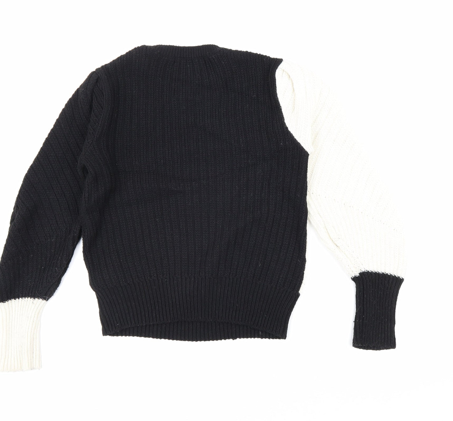 Marks and Spencer Womens Black Boat Neck Polyester Pullover Jumper Size 10 - Colourblock