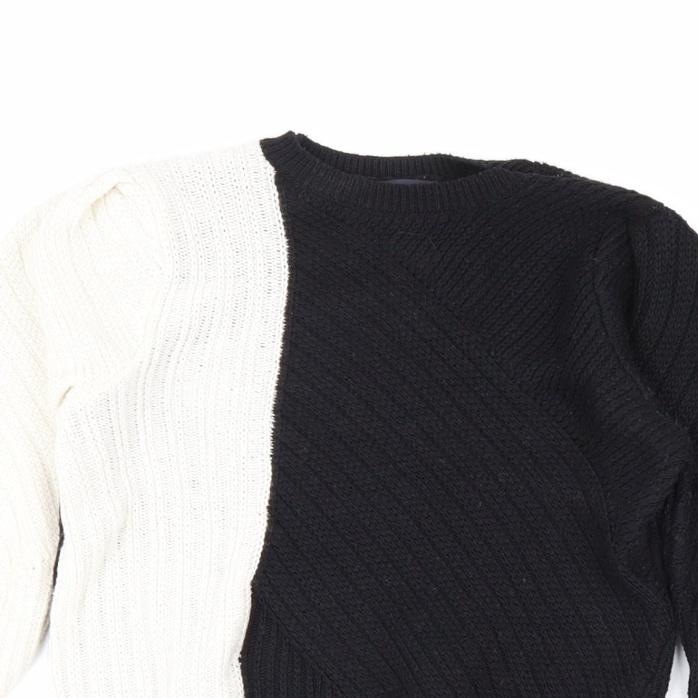 Marks and Spencer Womens Black Boat Neck Polyester Pullover Jumper Size 10 - Colourblock
