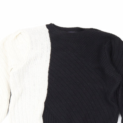 Marks & Spencer Womens Black Boat Neck Polyester Pullover Jumper Size 10 - Colourblock