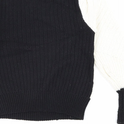 Marks & Spencer Womens Black Boat Neck Polyester Pullover Jumper Size 10 - Colourblock