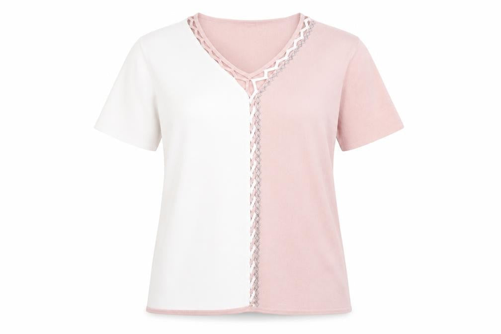 Style Number Womens Pink Viscose Basic T-Shirt Size XL V-Neck
