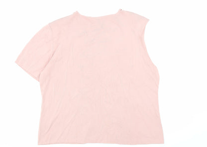 Style Number Womens Pink Viscose Basic T-Shirt Size XL V-Neck