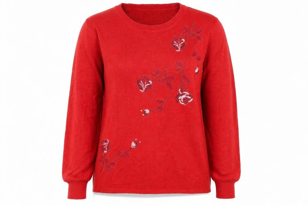Preworn Womens Red Round Neck Acrylic Pullover Jumper Size M
