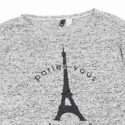 H&M Womens Grey Round Neck Viscose Pullover Jumper Size XS - Paris