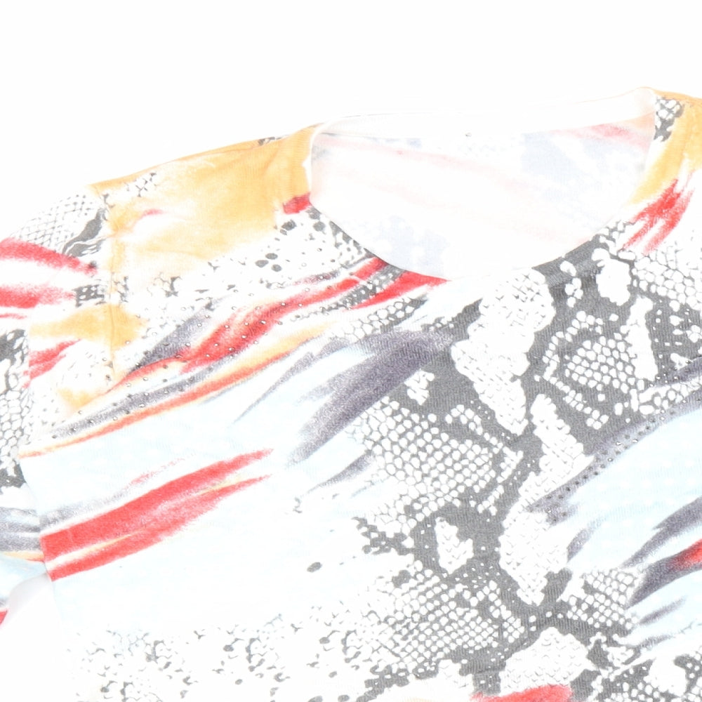 Preworn Womens Multicoloured Scoop Neck Geometric Viscose Pullover Jumper Size S
