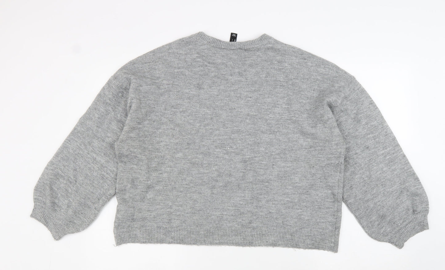 New Look Womens Grey Round Neck Acrylic Pullover Jumper Size L