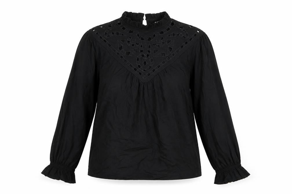 Warehouse Womens Black 100% Cotton Basic Blouse Size 8 Round Neck