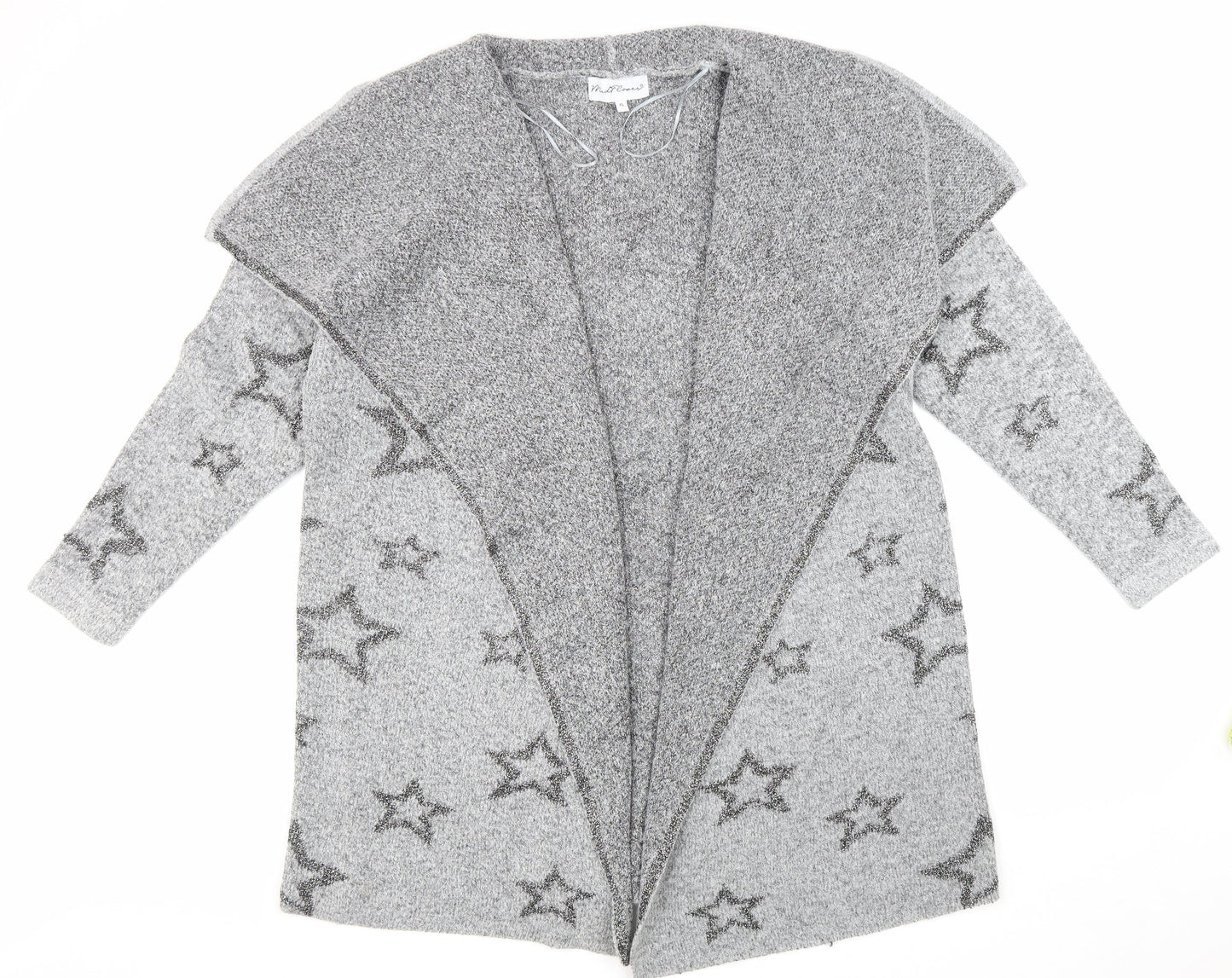 Mud Flower Womens Grey V-Neck Polyester Cardigan Jumper Size XL - Star print Coatigan