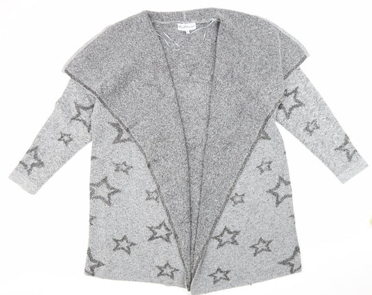 Mud Flower Womens Grey V-Neck Polyester Cardigan Jumper Size XL - Star print Coatigan