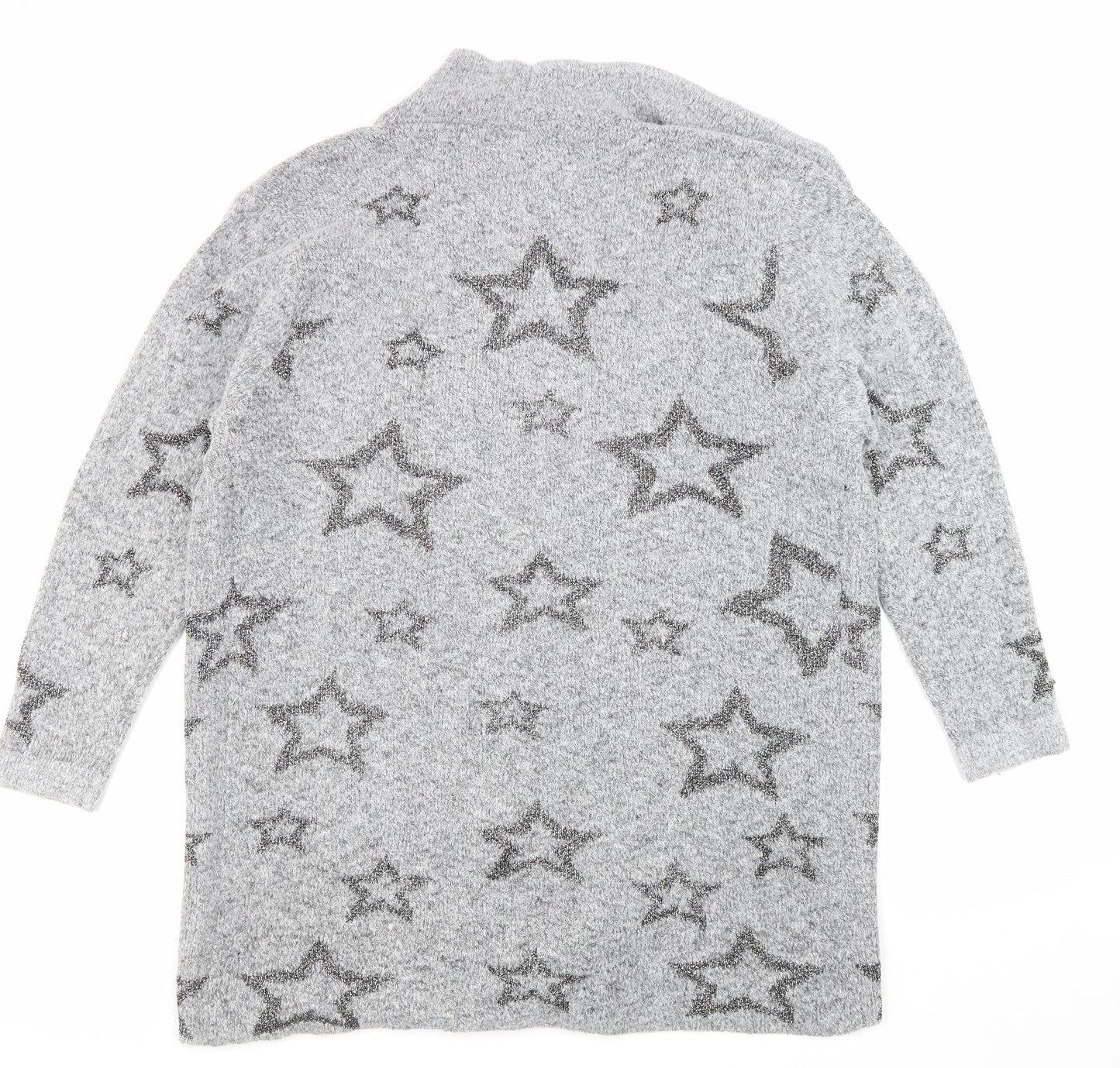 Mud Flower Womens Grey V-Neck Polyester Cardigan Jumper Size XL - Star print Coatigan