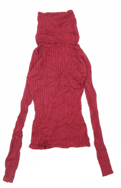 River Island Womens Red Viscose Basic T-Shirt Size 6 Roll Neck