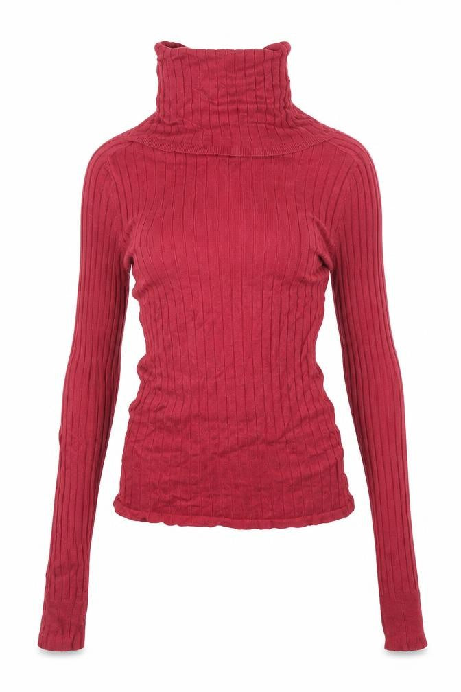 River Island Womens Red Viscose Basic T-Shirt Size 6 Roll Neck