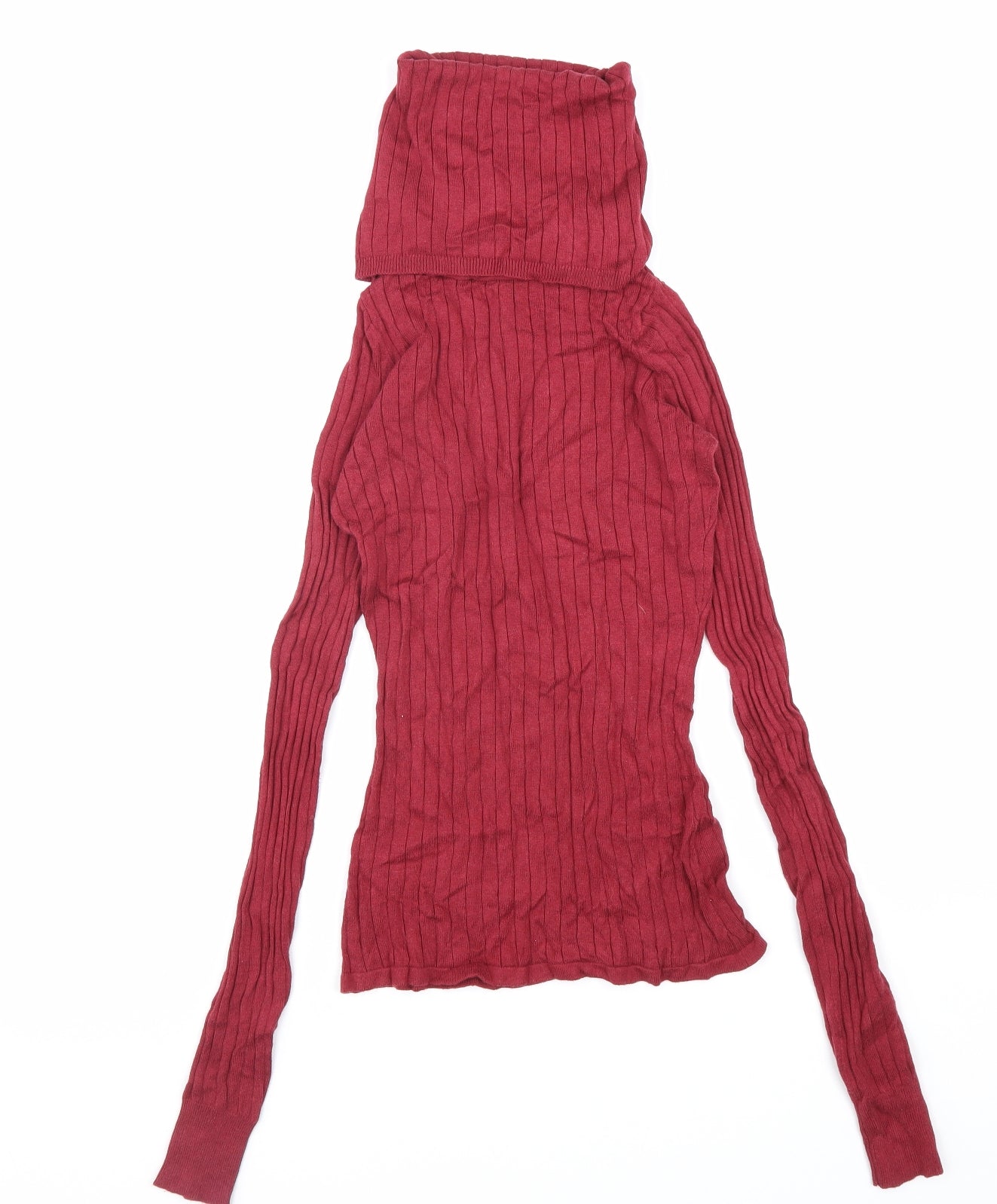 River Island Womens Red Viscose Basic T-Shirt Size 6 Roll Neck
