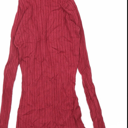 River Island Womens Red Viscose Basic T-Shirt Size 6 Roll Neck