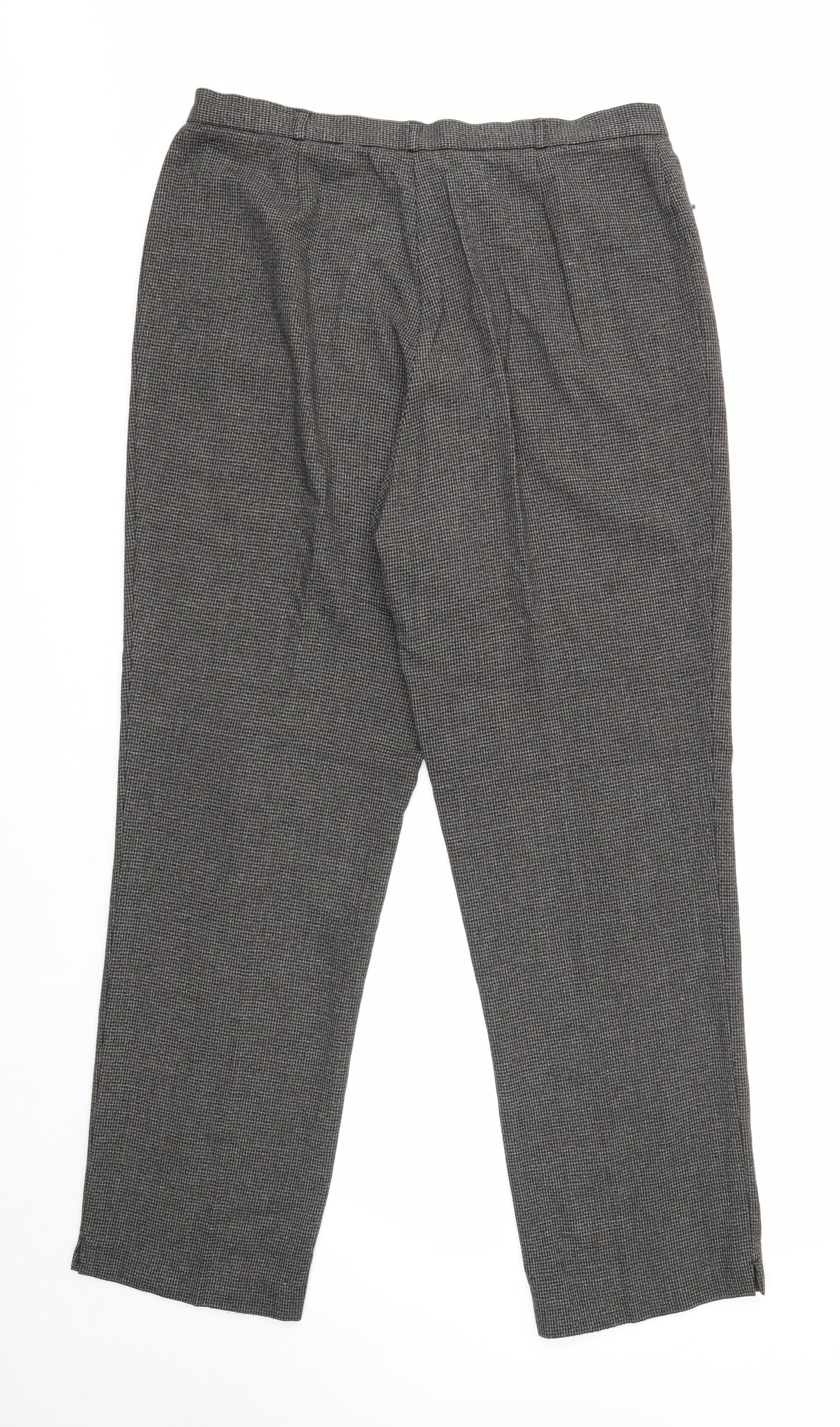 Marks and Spencer Womens Grey Geometric Polyester Trousers Size 16 Regular Zip