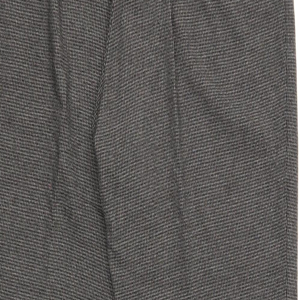 Marks and Spencer Womens Grey Geometric Polyester Trousers Size 16 Regular Zip