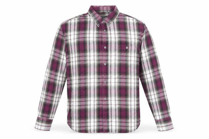 French Connection Mens Purple Plaid Cotton Button-Up Size L Collared Button