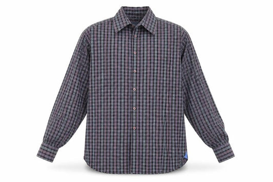 Haines & Bonner Mens Black Plaid Cotton Button-Up Size L Collared Button