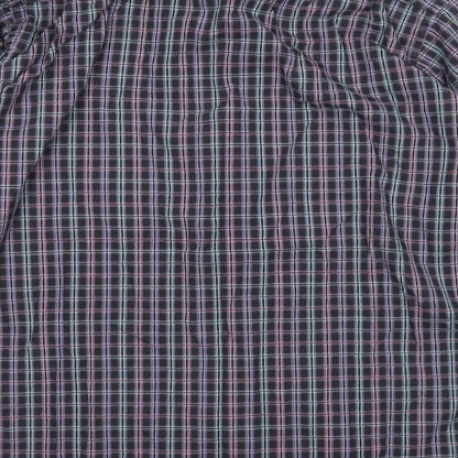 Haines & Bonner Mens Black Plaid Cotton Button-Up Size L Collared Button