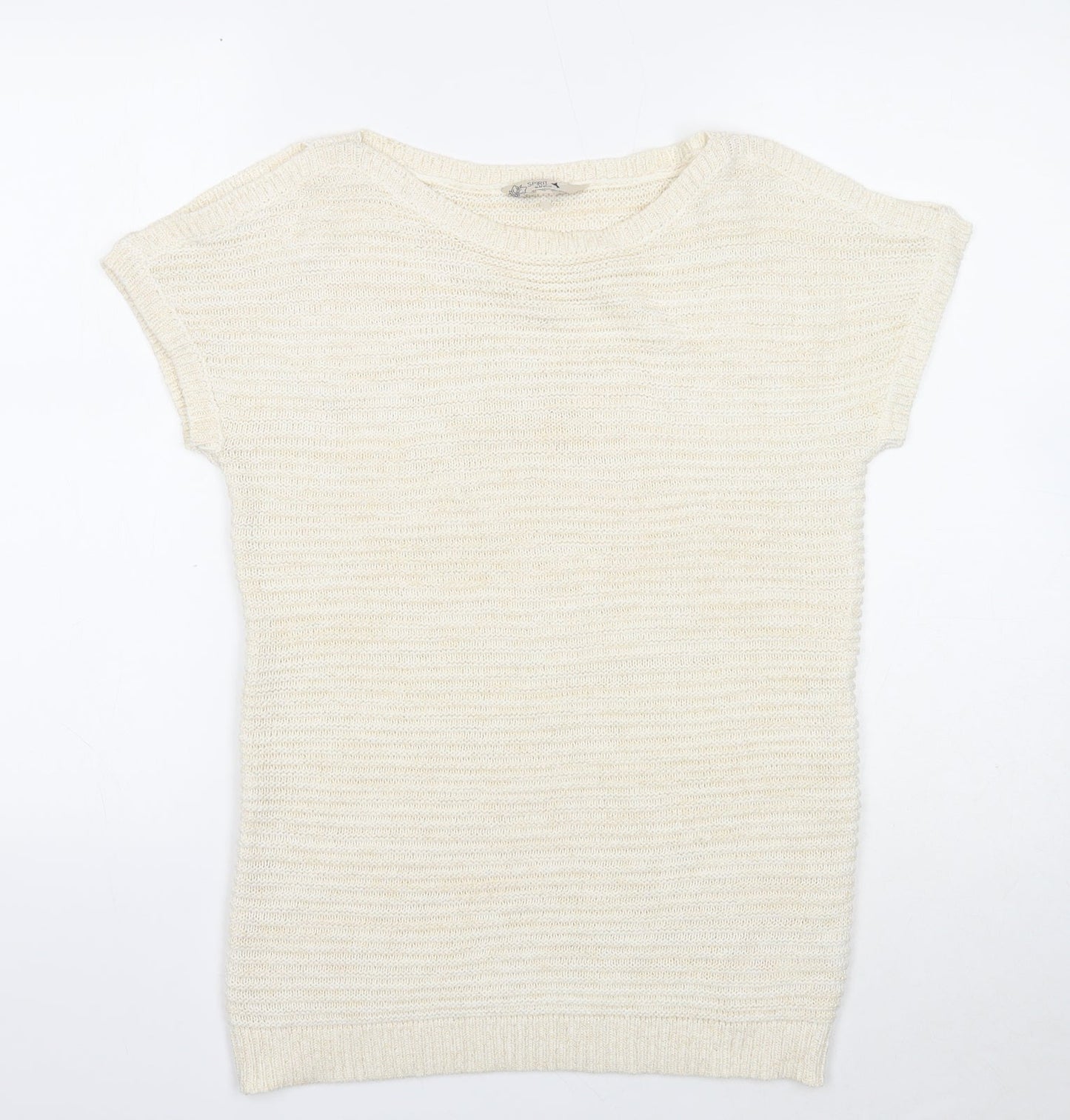 M&Co Womens Ivory Boat Neck Acrylic Pullover Jumper Size 10 - Split Sleeve Detail