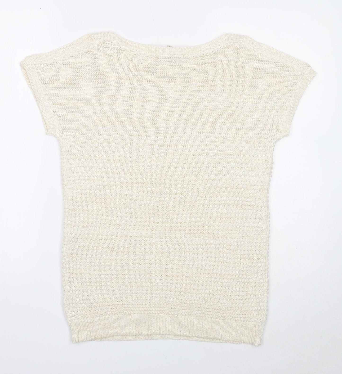 M&Co Womens Ivory Boat Neck Acrylic Pullover Jumper Size 10 - Split Sleeve Detail