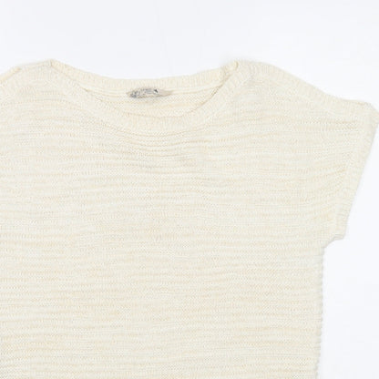 M&Co Womens Ivory Boat Neck Acrylic Pullover Jumper Size 10 - Split Sleeve Detail