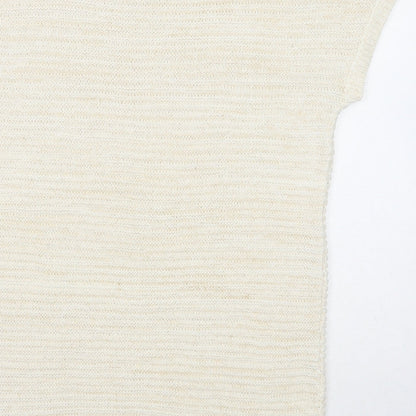 M&Co Womens Ivory Boat Neck Acrylic Pullover Jumper Size 10 - Split Sleeve Detail